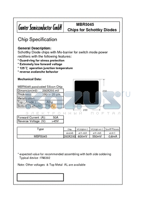 MBR5045 datasheet - Chips for Schottky Diodes