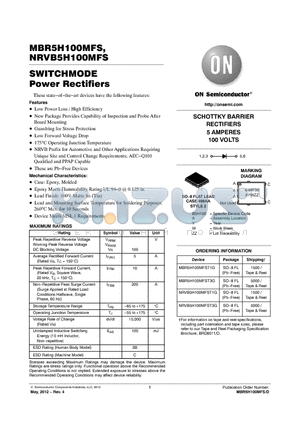 MBR5H100MFST1G datasheet - SWITCHMODE Power Rectifiers