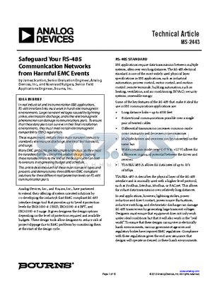 MS-2443 datasheet - Safeguard Your RS-485 Communication Networks from Harmful EMC Events