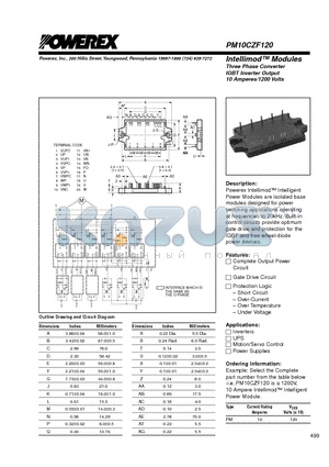 PM10CZF120 datasheet - Intellimod Modules Three Phase Converter IGBT Inverter Output (10 Amperes/1200 Volts)