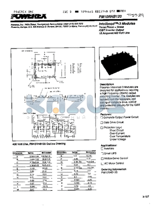 PM10RHB120 datasheet - Three Phase  Brake IGBT Inverter Output 10 Amperes/460 Volt Line