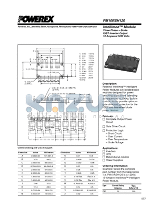 PM10RSH120 datasheet - Intellimod Module Three Phase  Brake IGBT Inverter Output (10 Amperes/1200 Volts)