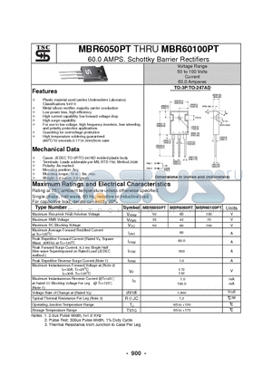 MBR60100PT datasheet - 60.0 AMPS. Schottky Barrier Rectifiers