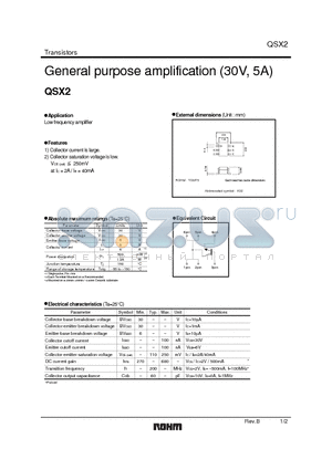 QSX2 datasheet - General purpose amplification (30V, 5A)