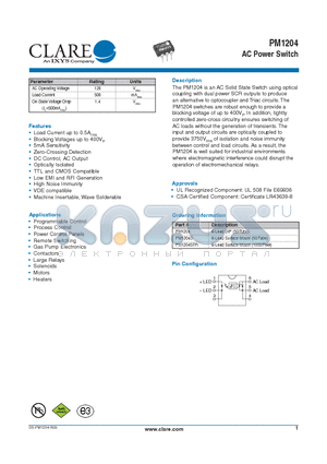 PM1204S datasheet - AC Power Switch