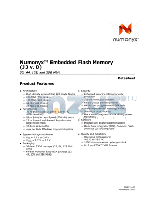 PC28F320J3D-75 datasheet - Numonyx Embedded Flash Memory (J3 v. D)