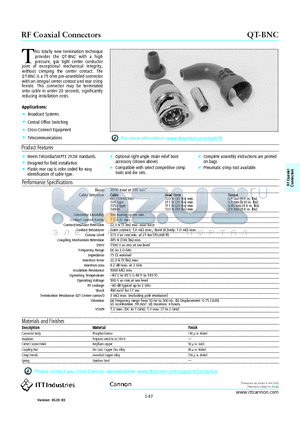 QT-BNC datasheet - RF Coaxial Connectors