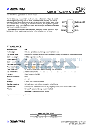 QT100-ISG datasheet - CHARGE-TRANSFER QTOUCH IC