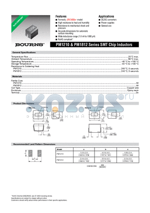 PM1210 datasheet - SMT Chip Inductors