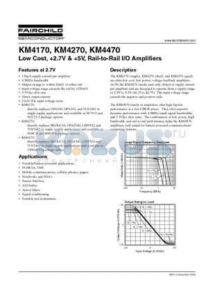 KM4170IT5TR3 datasheet - Low Cost, 2.7V & 5V, Rail-to-Rail I/O Amplifiers