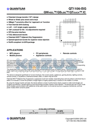 QT1106-ISG datasheet - QWHEEL/QSLIDE/QTOUCH IC