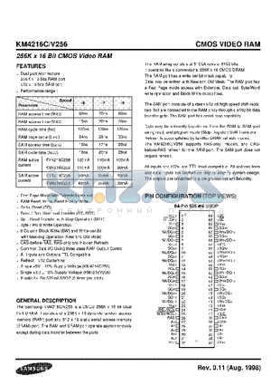 KM4216V256 datasheet - 256K X 16 BIT CMOS VIDEO RAM