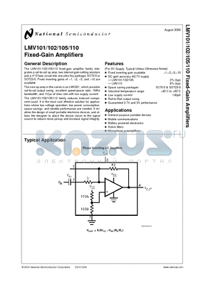 LMV101 datasheet - Fixed-Gain Amplifiers