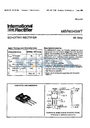 MBR6045WT datasheet - SCHOTTKY RECIFIER