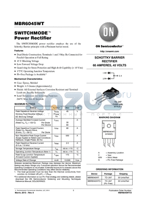 MBR6045WT datasheet - SWITCHMODE Power Rectifier