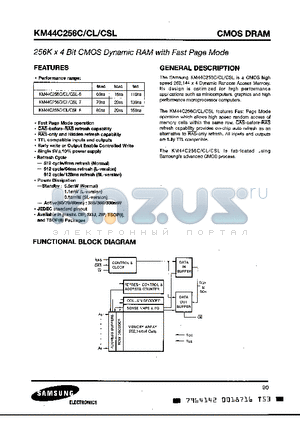 KM44C256C-7 datasheet - 256 x 4 Bit CMOS Dynamic RAM with Fast Page Mode