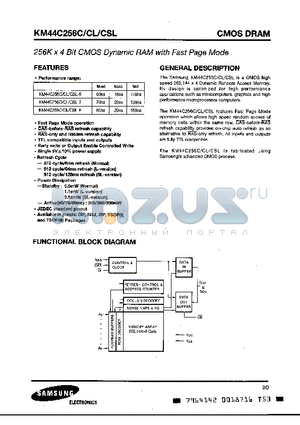 KM44C256C-8 datasheet - 256 x 4 Bit CMOS Dynamic RAM with Fast Page Mode