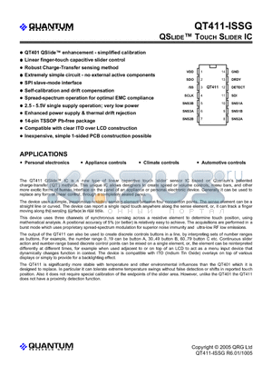 QT411-ISSG datasheet - QSLIDE TOUCH SLIDER IC