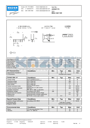 MS05-1A87-79D datasheet - MS Reed Relay