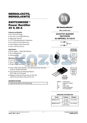MBR60L45CTG datasheet - SWITCHMODE Power Rectifier