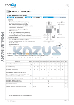 MBR6150CT datasheet - SCHOTTKY BARRIER RECTIFIERS