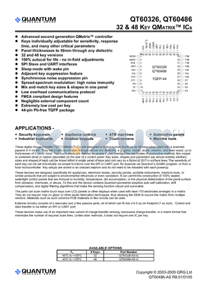 QT60326 datasheet - 32 & 48 KEY QMATRIX ICs