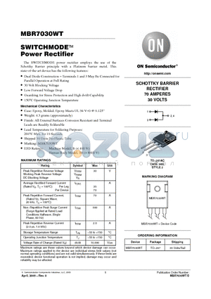 MBR7030WT datasheet - SWITCHMODE Power Rectifier