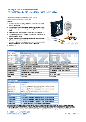 QTCM datasheet - Nitrogen Calibration Manifolds