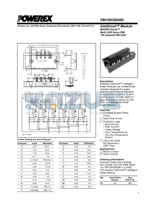PM150CBS060 datasheet - Intellimod Module MAXISS Series Multi AXIS Servo IPM (150 Amperes/600 Volts)