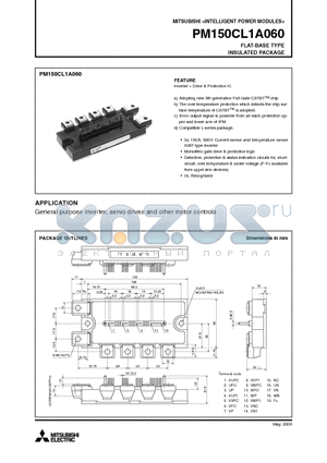PM150CL1A060 datasheet - INTELLIGENT POWER MODULES FLAT-BASE TYPE INSULATED PACKAGE