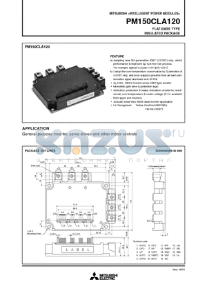 PM150CLA120 datasheet - INTELLIGENT POWER MODULES FLAT-BASE TYPE INSULATED PACKAGE