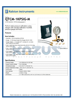 QTCM-1KPSIG-M datasheet - QTCM manifold, 1KPSIG analog gauge kit