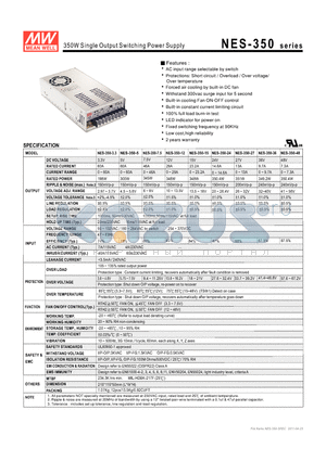 NES-350-15 datasheet - 350W Single Output Switching Power Supply