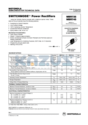 MBR735 datasheet - SWITCHMODE Power Rectifier