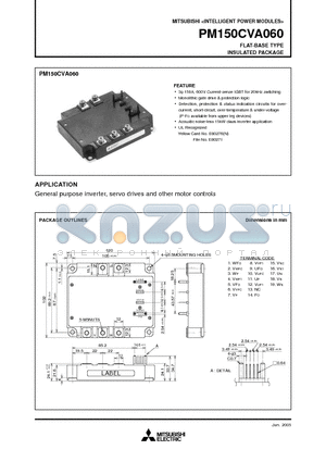 PM150CVA060_05 datasheet - INTELLIGENT POWER MODULES FLAT-BASE TYPE INSULATED PACKAGE