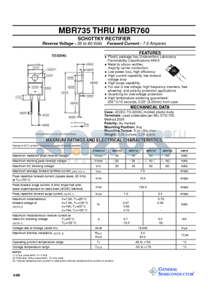 MBR735 datasheet - SCHOTTKY RECTIFIER