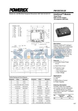 PM150CVA120 datasheet - Intellimod Module Three Phase IGBT Inverter Output (150 Amperes/1200 Volts)