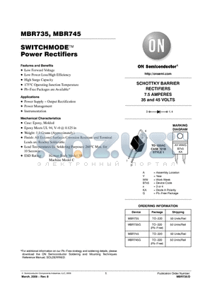 MBR735 datasheet - SWITCHMODE Power Rectifiers