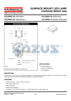 QTLP600C-24 datasheet - SURFACE MOUNT LED LAMP STANDARD BRIGHT 0606