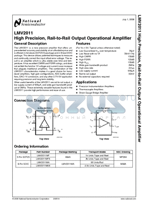 LMV2011MF datasheet - High Precision, Rail-to-Rail Output Operational Amplifier