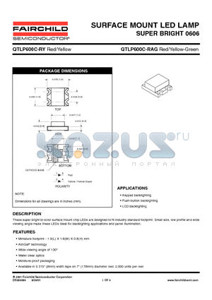 QTLP600C-RY datasheet - SURFACE MOUNT LED LAMP SUPER BRIGHT 0606