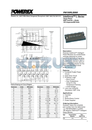 PM150RLB060 datasheet - Intellimod L-Series Three Phase IGBT Inverter  Brake 150 Amperes/600 Volts