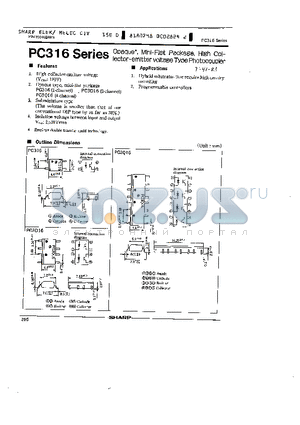 PC316 datasheet - OPAQUE MINI PACKAGE HIGH COLLECTOR EMITTER VOLTAGE TYPE PHOTOCOUPLER