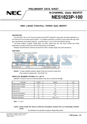 NES1823P-100 datasheet - 100W L-BAND PUSH-PULL POWER GaAs MESFET