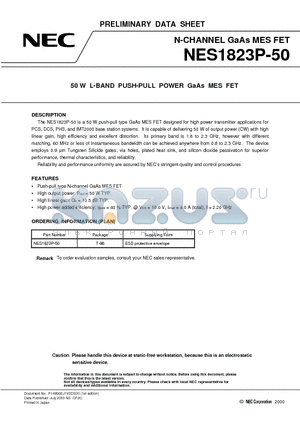 NES1823P-50 datasheet - 50 W L-BAND PUSH-PULL POWER GaAs MES FET