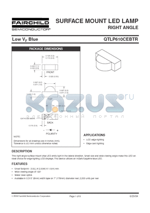 QTLP610CEBTR datasheet - SURFACE MOUNT LED LAMP RIGHT ANGLE