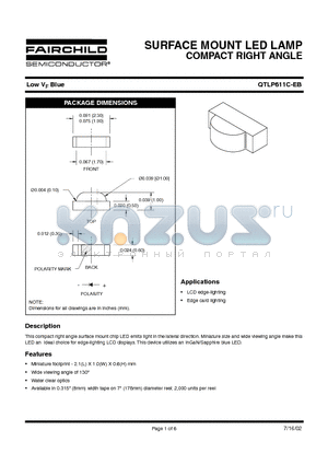 QTLP611C datasheet - SURFACE MOUNT LED LAMP COMPACT RIGHT ANGLE