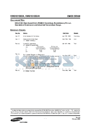 KM6161002AI-12 datasheet - 64K x 16 Bit Speed Static RAM (5V Operating), Revolutionary Pin Out