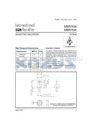 MBR7545 datasheet - SCHOTTKY RECTIFIER