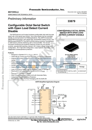 PC33879DWB/R2 datasheet - Configurable Octal Serial Switch with Open Load Detect Current Disable